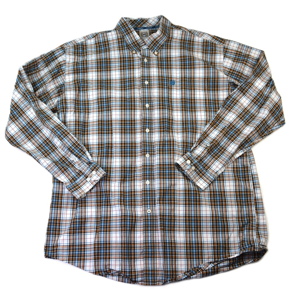 Cinch Mens XXL Plaid Button Down Shirt Long Sleeve Blue Orange Cotton Western - Picture 1 of 8